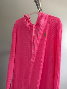 Ralph Lauren Hot Pink Waffle-Knit Hoodie